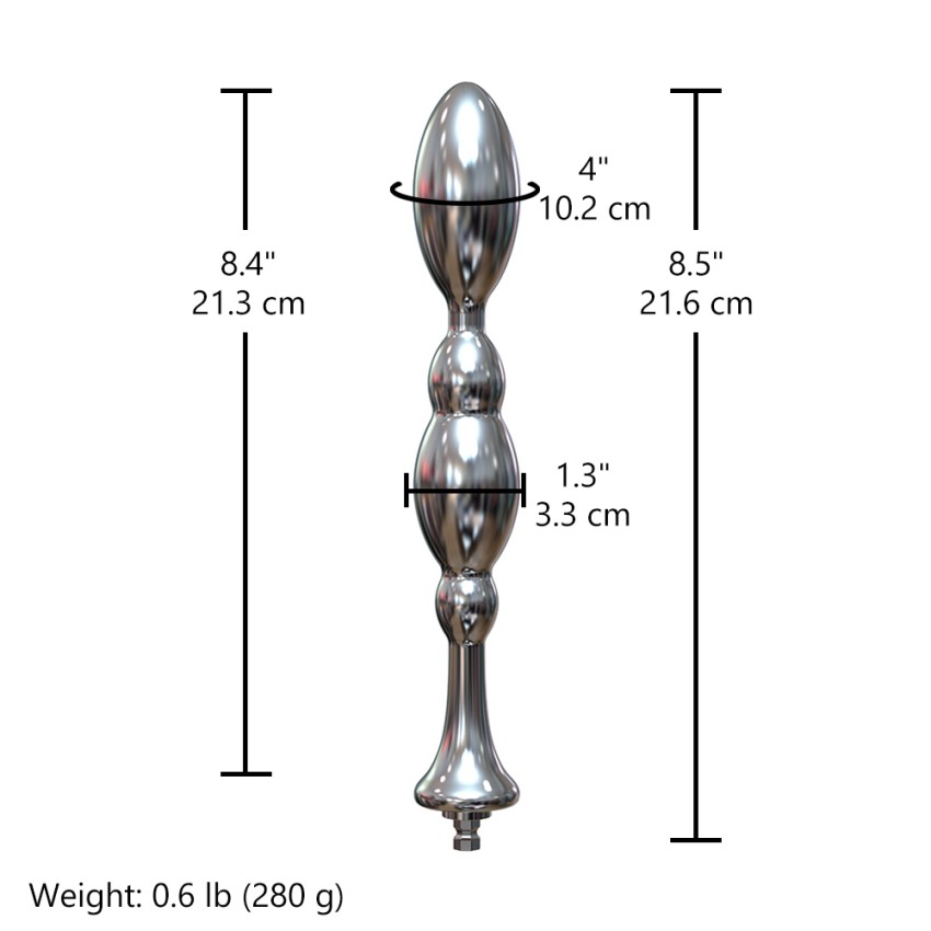 Hismith Oval Head Metal Beaded Anal Dildo Smooth Aluminium Anal